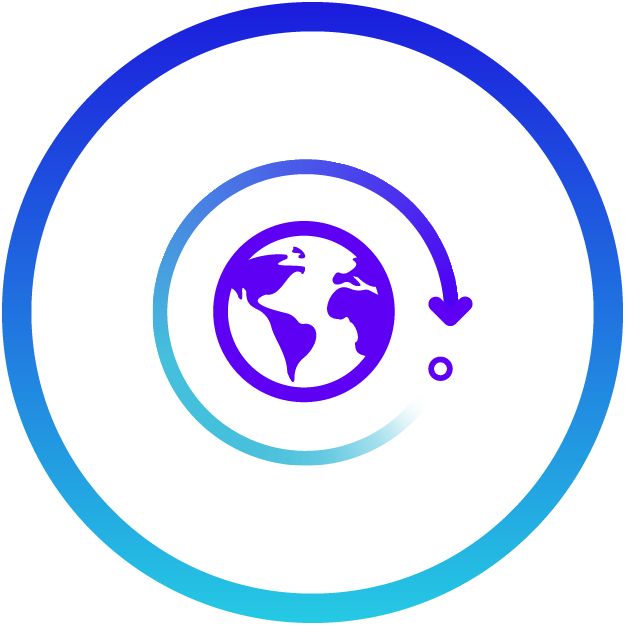 Icon depicting a world with arrows, symbolising CRYOPDP's global temperature-controlled logistics expertise.