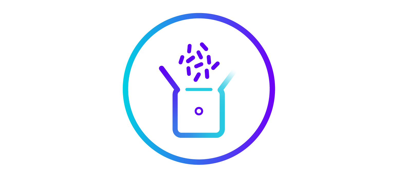 Icon representing kit assembly and packaging in product supply logistics.