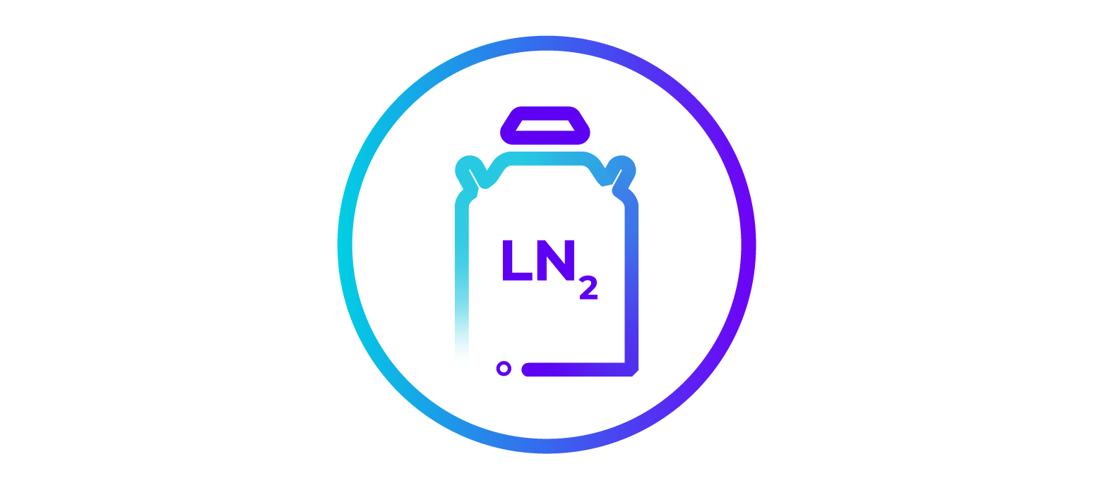 Icon representing liquid nitrogen used in cryogenic product supply logistics.
